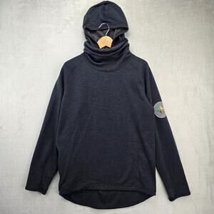 Vollebak Merino Hooded Mid Layer Hoodie Men’s XL Grey Gorpcore Face Mask Vented